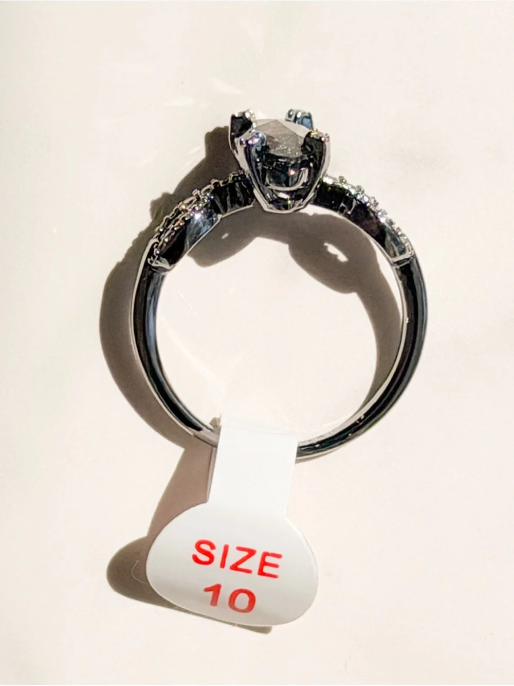 Bomb Party Symphony of 3 Lab-Created Ice Crystal Ring Rhodium Plated Size 10